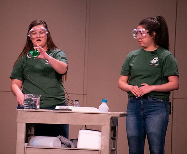 Adams State University Adams State Gives Day 2022 chemistry students Breanna Shaffer and Hailey Velasquez