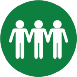 evacuate icon showing a group of people holding hands