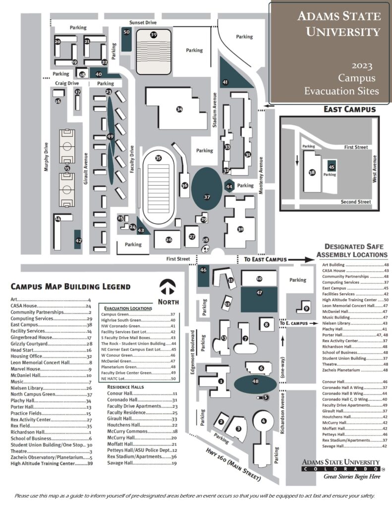 Emergency evacuation map - Emergency Management - Adams State University