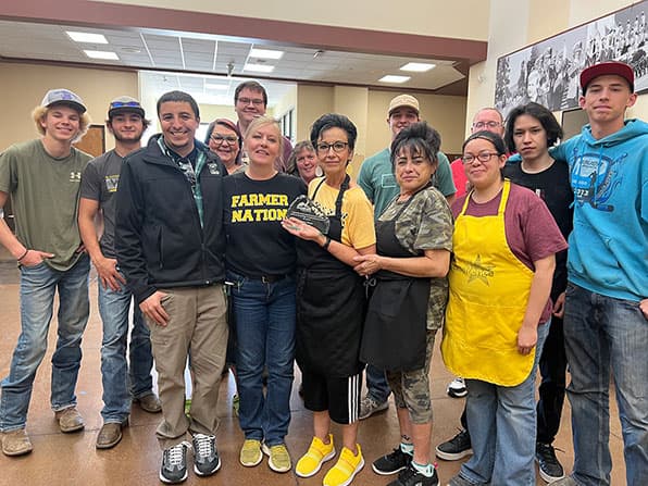 Sargent School District Darlene Pinales with students, faculty and staff